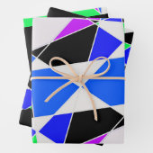 Paars blauw Witte driehoek abstract Inpakpapier Vel (In situ)