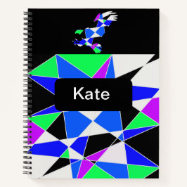Paars blauw Witte driehoek abstract Notitieboek