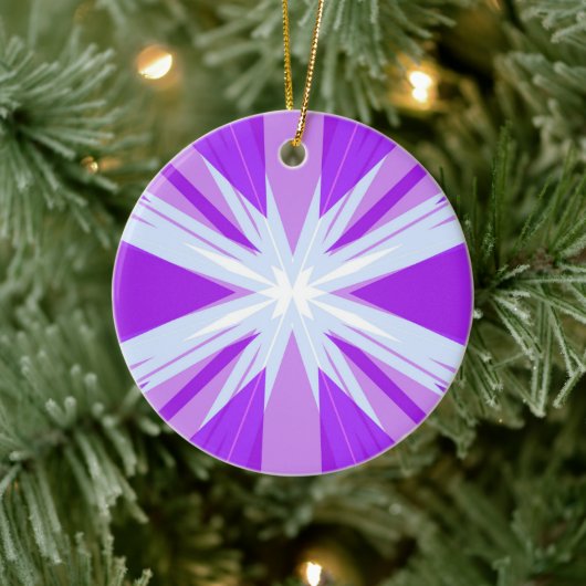 Paars blauw-witte kerst Star Festive Keramisch Ornament (Boom)