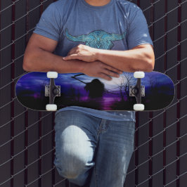 Paars blauw zwart Grim Reaper 's nachts Persoonlijk Skateboard