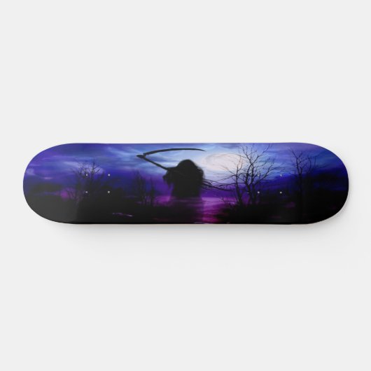 Paars blauw zwart Grim Reaper 's nachts Persoonlijk Skateboard (Horizontaal)
