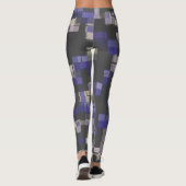 Paars Blauw Zwart Wit Trendmatig Leggings (Achterkant)