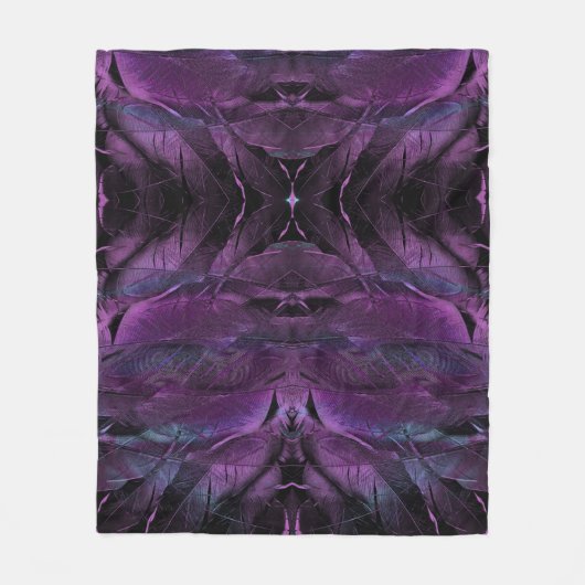 Paars blauw zwarte veer textuur abstract fleece deken (Voorkant)