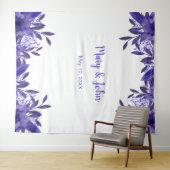 Paars Blauwe Bloemige Bladerentuin Trouwfoto Achte Wandkleed (In Situ (horizontaal))