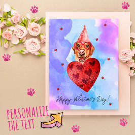 Paars Blauwe Labrador Valentijnsdag Cadeau Hond Feestdagenkaart