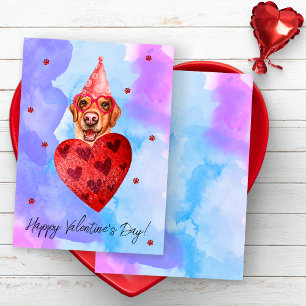 Paars Blauwe Labrador Valentijnsdag Cadeau Hond Feestdagenkaart