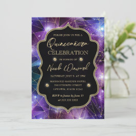 Paars & Blauwe Middernacht Kristal Galaxy Quincean Kaart