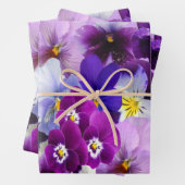 Paars Blauwe Pansy Floral Flower Brirthday Inpakpapier Vel (In situ)