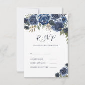 Paars-blauwe Rozen RSVP Kaartje (Voorkant)