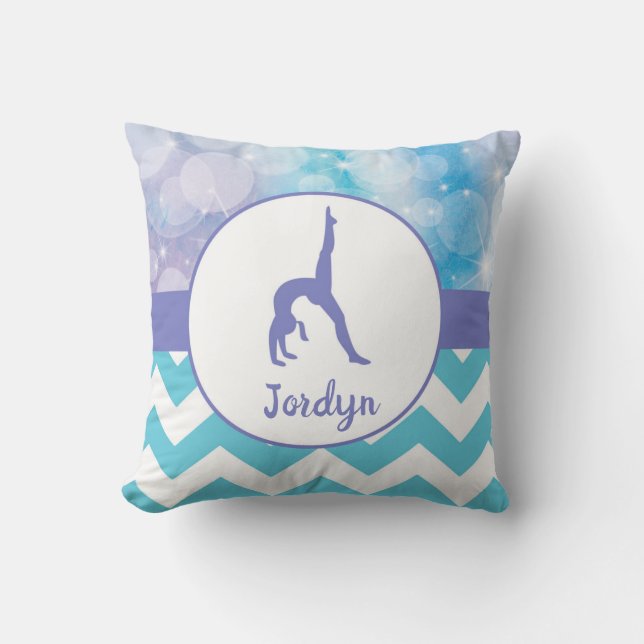 Paars Blauwgroen Aqua Gymnastiek Sierkussen (Voorkant)