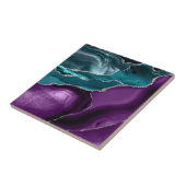 Paars Blauwgroen blauw agate Silver Glitter Tegeltje (Zijkant)