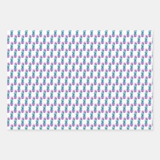 Paars Blauwgroen blauw ananasslantaarn Inpakpapier Vel (Voorkant 2)