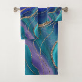 Paars Blauwgroen blauw galaxiale nebula Agate glit Bad Handdoek (Insitu)