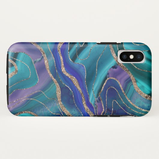 Paars Blauwgroen blauw galaxiale nebula Agate glit Case-Mate iPhone Case (Achterkant (horizontaal))