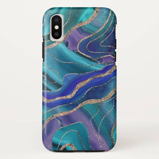 Paars Blauwgroen blauw galaxiale nebula Agate glit Case-Mate iPhone Case (Achterkant)