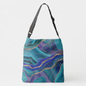 Paars Blauwgroen blauw galaxiale nebula Agate glit Crossbody Tas (Achterkant)