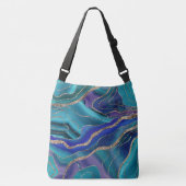 Paars Blauwgroen blauw galaxiale nebula Agate glit Crossbody Tas (Voorkant)