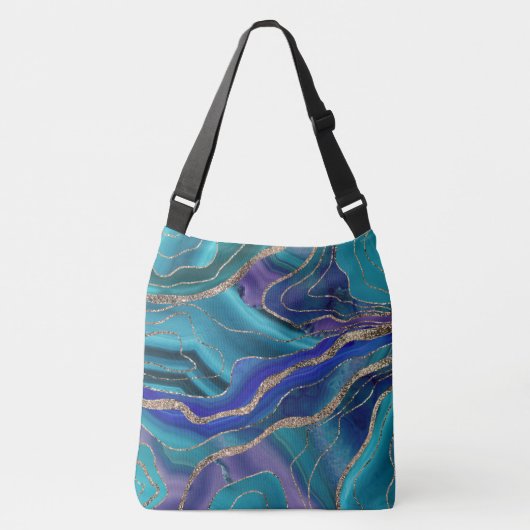 Paars Blauwgroen blauw galaxiale nebula Agate glit Crossbody Tas (Voorkant)
