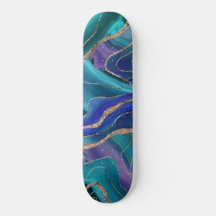 Paars Blauwgroen blauw galaxiale nebula Agate glit Persoonlijk Skateboard