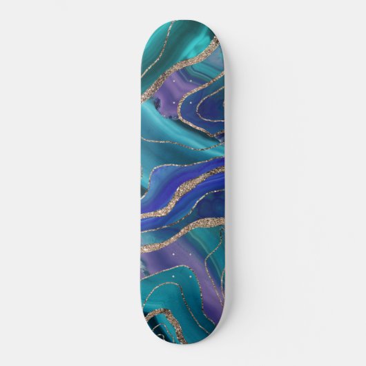 Paars Blauwgroen blauw galaxiale nebula Agate glit Persoonlijk Skateboard (Voorkant)