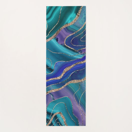 Paars Blauwgroen blauw galaxiale nebula Agate glit Yogamat (Achterkant)