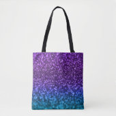 Paars Blauwgroen blauw Ombre Glitter Bokeh Tote Bag (Voorkant)