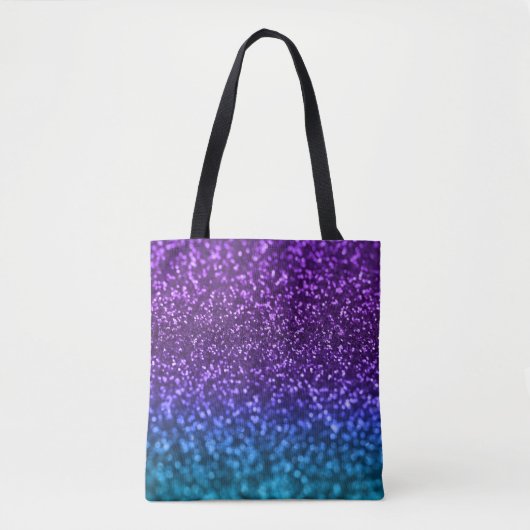 Paars Blauwgroen blauw Ombre Glitter Bokeh Tote Bag (Voorkant)