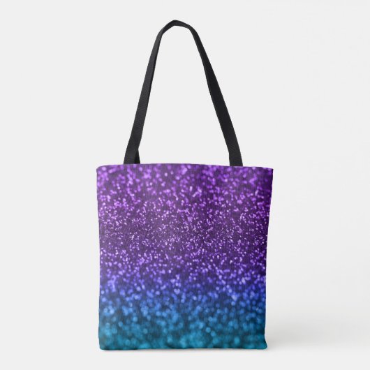 Paars Blauwgroen blauw Ombre Glitter Bokeh Tote Bag (Achterkant)