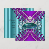 Paars Blauwgroen blauw Quinceanera 15e verjaardag Kaart (Voorkant / Achterkant)