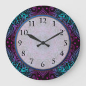 Paars Blauwgroen blauw Snowflake Mandala Vlourish Grote Klok (Voorkant)