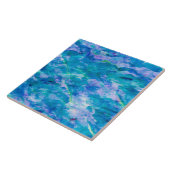 Paars Blauwgroen blauw Waterverf Textielpatroon Tegeltje (Zijkant)