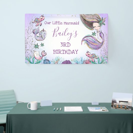 Paars Blauwgroen elke leeftijdzeemeermin Spandoek (Beurs)