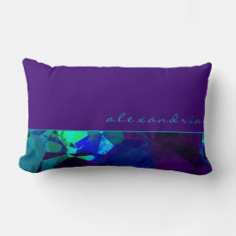 Paars Blauwgroen en blauw Abstract geometrisch | N Kussen