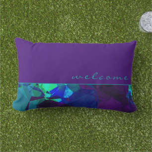 Paars Blauwgroen en blauw abstract ontwerp   Welko Buitenkussen