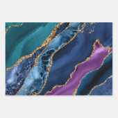 Paars, Blauwgroen en blauw Glitter Peacock Agate Inpakpapier Vel (Voorkant 3)