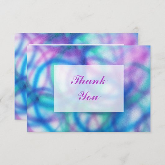 Paars, Blauwgroen en blauw Hartelijk dank Bedankkaart (Voorkant / Achterkant)