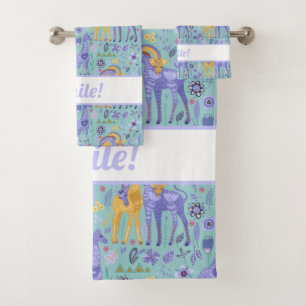 Paars Blauwgroen geel Giraffe Patroon Bad Handdoek