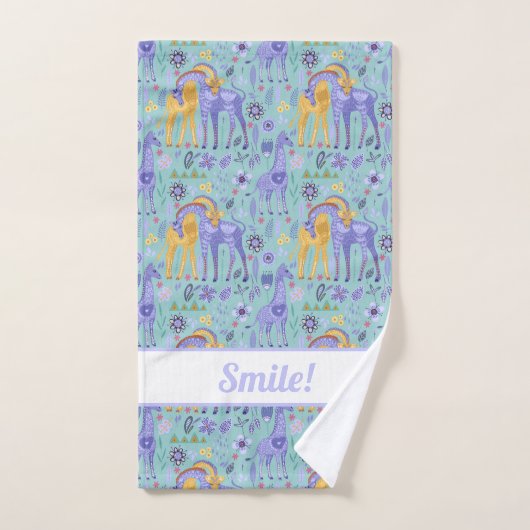 Paars Blauwgroen geel Giraffe Patroon Bad Handdoek (Handdoek)