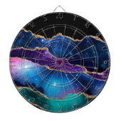 Paars Blauwgroen Glitter Marble Dartboard Dartbord (Voorkant)