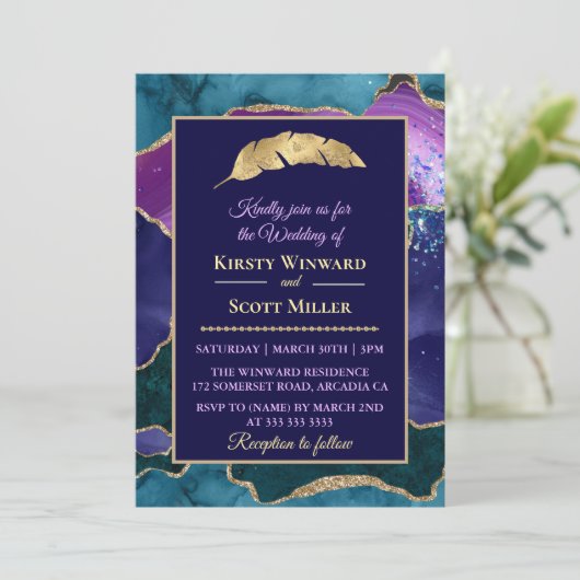 Paars Blauwgroen goudbruin Kaart (Staand voorkant)