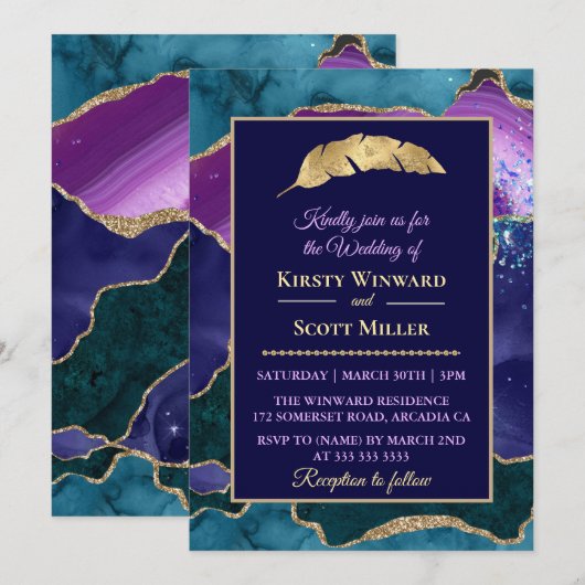 Paars Blauwgroen goudbruin Kaart (Voorkant / Achterkant)