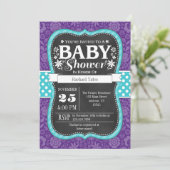 Paars Blauwgroen karton Floral Baby shower Kaart (Staand voorkant)