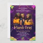 Paars | Blauwgroen Maskerade Masks Mardi Gras Part Kaart (Voorkant)