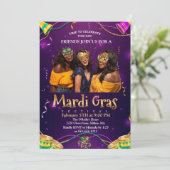 Paars | Blauwgroen Maskerade Masks Mardi Gras Part Kaart (Staand voorkant)