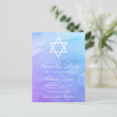 Paars | Blauwgroen Waterverf Bat Mitzvah Save the  Aankondigingskaart (Staand voorkant)