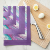 Paars Blauwgroen wit geometrisch Abstract Theedoek (Quarter Fold)