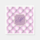 Paars Bling Monogram Elegant Festive Servet (Voorkant)
