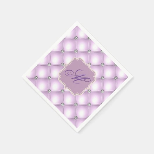  Paars Bling Monogram Elegant Festive Servet (Hoek)