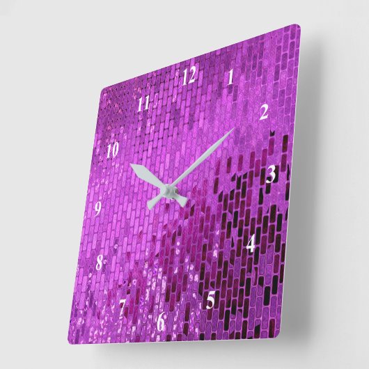 Paars Block Shimmer Pattern Vierkante Klok (Hoek)