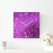 Paars Block Shimmer Pattern Vierkante Klok (Huis)